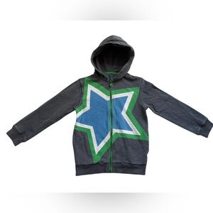 Mini Boden Boys full zip graphic hoodie gray size 7-8 yrs